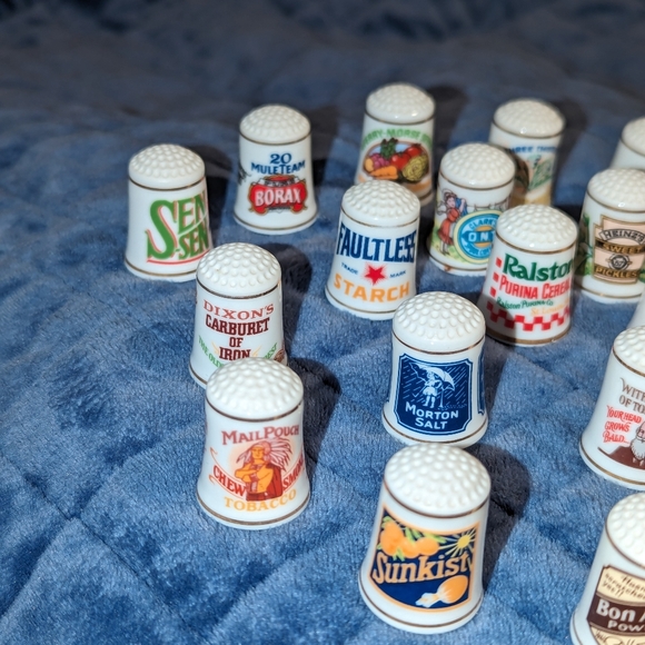 Collection Franklin Mint Vintage Advertising Thimbles Porcelain 1980 - Picture 2 of 8